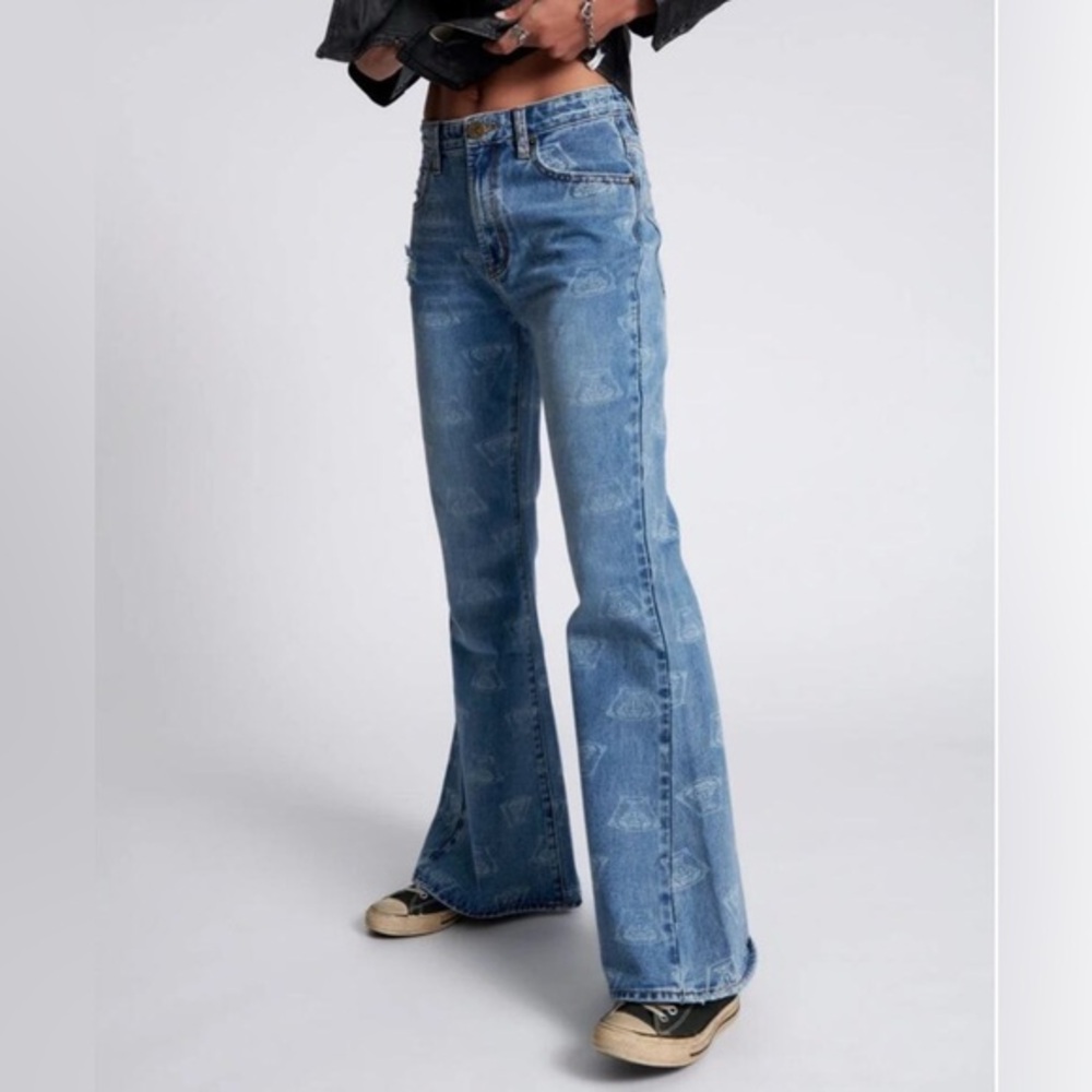 ONE TEASPOON - Marines Mid Waist Flared Denim Jeans - NEW